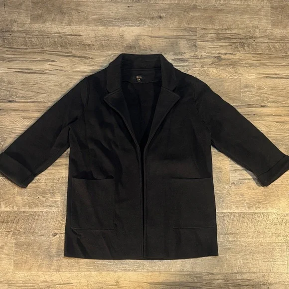 Quince 100% Cotton Black Open Front Knit Quarter Sleeve Cardigan - Size M - Picture 1 of 12